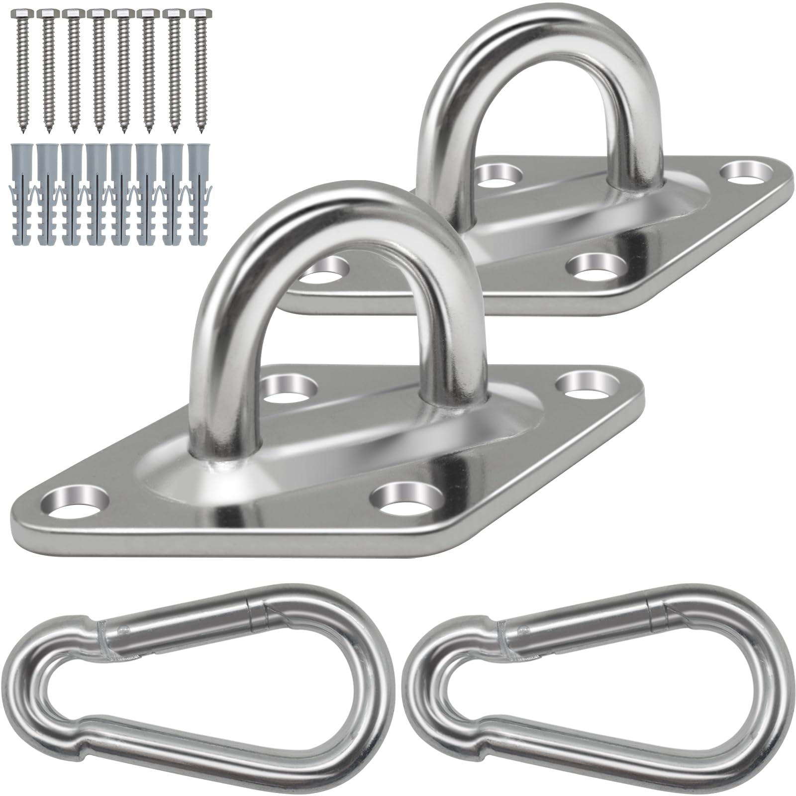Photo 1 of Hammock Hooks Heavy Duty, 1700lbs Capacity Hammock Hanging Kit, 2pcs 10MM 304 Stainless Steel Pad Eye Hooks for Porch Swing Hanging, Hammock Chair, Wall Ceiling Mount Hanger Indoor & Outdoor (Silver)