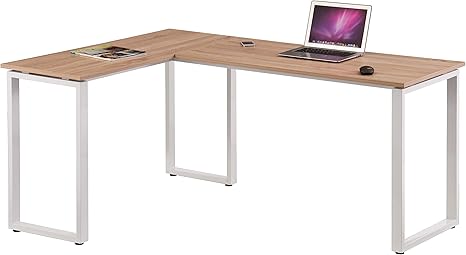 Hjh Office 674130 Eckschreibtisch Workspace Basic Eiche Weiss Schreibtisch In Holzoptik Mit Stahl Gestell 165 X 120 Cm Amazon De Kuche Haushalt