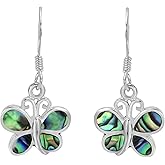 AeraVida Butterfly Abalone Shell .925 Sterling Silver Charm Earrings | Nature-Inspired Elegant Butterfly Jewelry for Women | Unique Abalone Silver Earrings