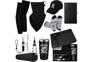 ALICESET Liceset 9 Pcs Fathers Day Fishing Gifts Sets Include Fishing Remover Tool Kit 20 oz Stainless Steel Tumbler Hat Face Mask Sun Protection Sleeves Socks Journal with Gift Box for Men