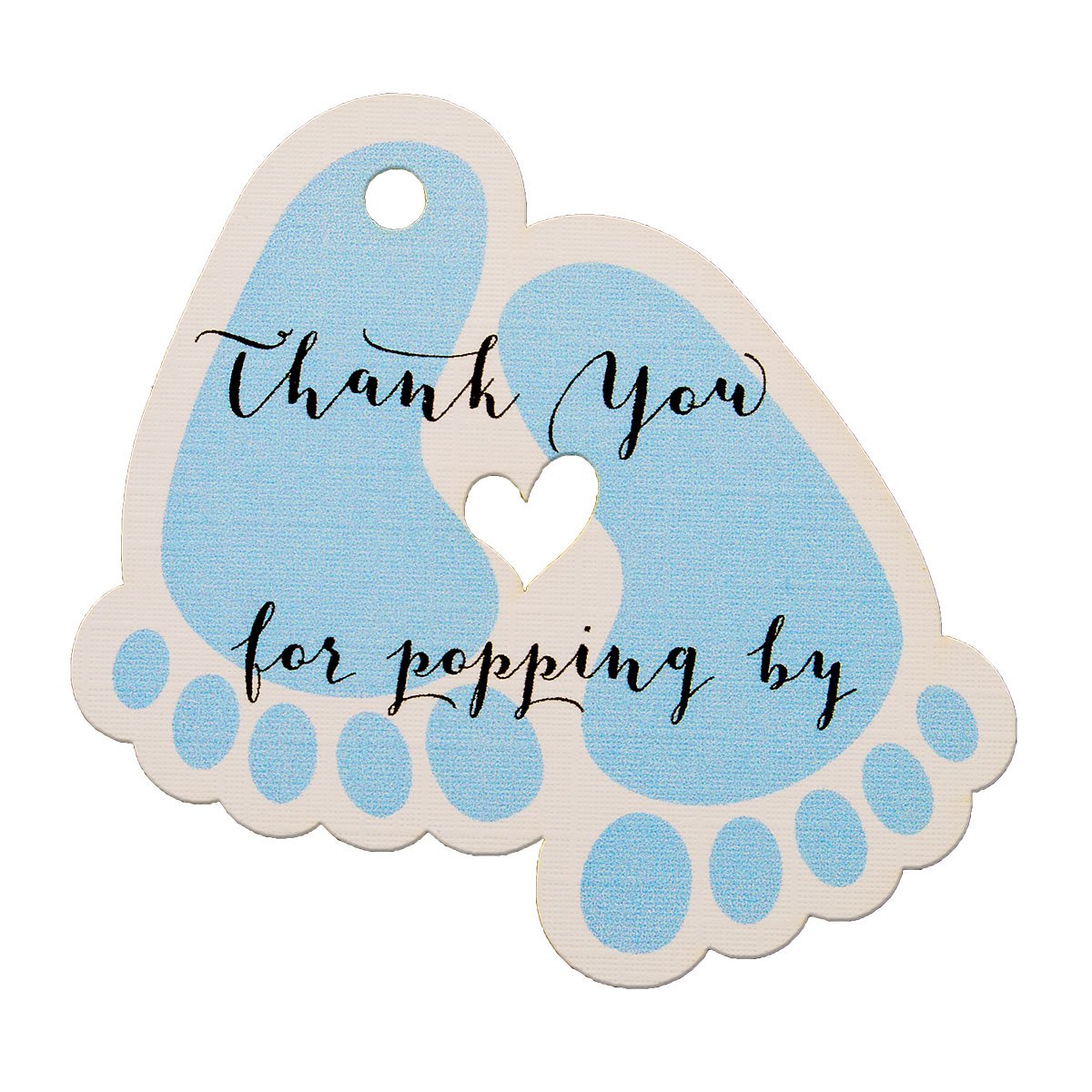 Summer-Ray 50pcs Baby Feet Baby Shower Favor Thank You Tags Thank You for Popping By (Blue)