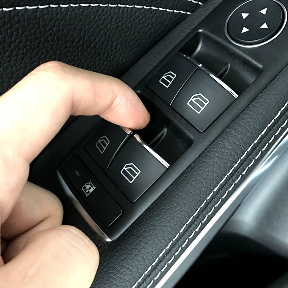 Carmonsons for Mercedes Benz A B CLA GLA E C GLK ML GL Class W204 W212 W176 W246 X 117 X156 Infiniti Q30 Q30S QX30 Door Lift Button Stickers ABS Chrome Trim Cover Accessories