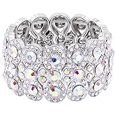 Lavencious Infinity Shape Rhinestone Stretch Bracelet Evening Party Jewelry 7”