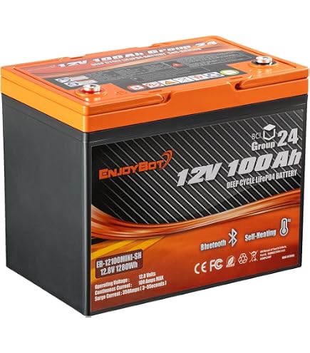 Amazon.com: Enjoybot 12V 100Ah LiFePO4 Lithium Battery, 100A BMS