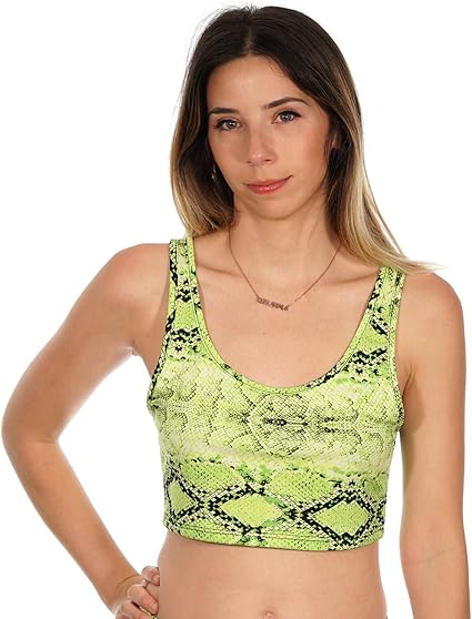 neon snake print crop top