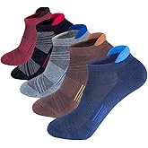 J.WMEET Mens Low Cut Ankle Athletic Socks Cotton Mesh Cushioned Running Ventilation Sports Tab Socks 5Pack