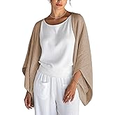 Linen Cardigan for Women 3/4 Sleeve Open Front Loose Shurgs Lightweight Cover Up Poncho Casual Going Out Shirt