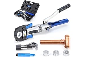 IBOSAD Copper Tube Fittings Hydraulic Pipe Crimping Tool with 1/2 inch,3/4 inch and 1 inch Jaw Copper Pipe Propress Crimpers Pressing Pliers,Suit for Narrow Space and Tee Fitting