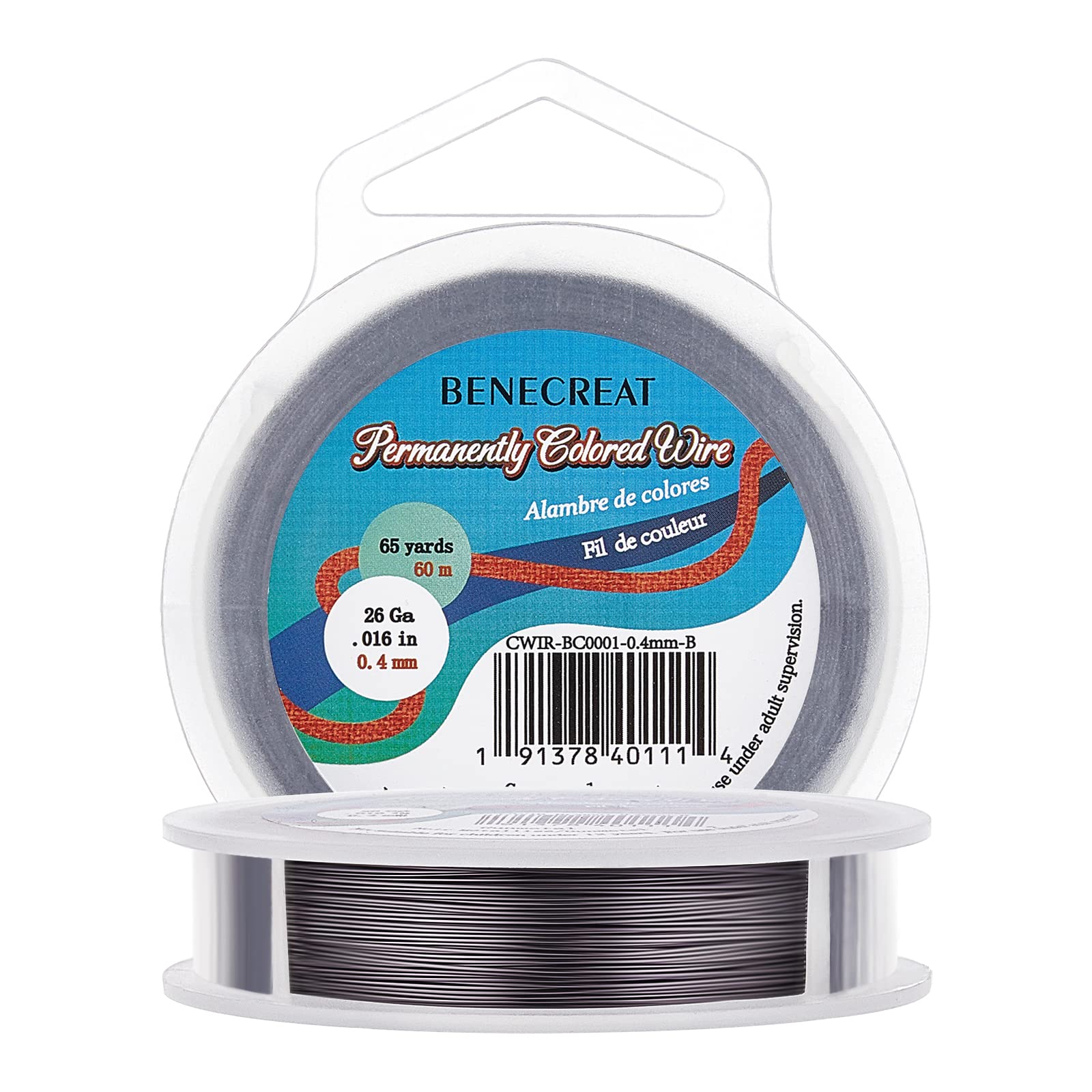 BENECREAT 26Gauge(0.4mm) Tarnish Resistant Gunmetal Wire Jewellery Making Copper Wire, 60M/66Yard
