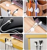 URAQT Cable Clips Holders 30 Pcs Silicone Adhesive Desk Cord Organizer White view 5