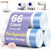 66 Count 26"x11.8" Cat Litter Box Bags Liners for Automatic Cat Litter Box | Drawstring, Pre-Separated, Fit Fmo Cmg and Most Self Cleaning Cat Litter Box, Leakproof and Odor Control, Value Pack