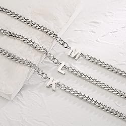 DuoDiner Letter Necklace Initial Cuban Link Chain