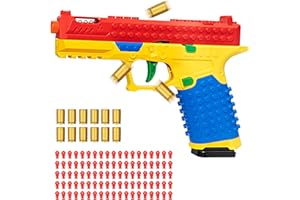 Spcozgil Building Block Toy Gun Pistol, Automatic Shell Ejecting Toy Gun, Mini Blaster Fidget Gun Shooting Games Education Model Fake Gun Gifts for Halloween Christmas Birthdays