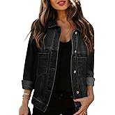 Sidefeel Women's Denim Jackets Casual Long Sleeve Oversized Fall Outfits Jean Jacket