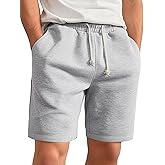 Zengjo Mens Sweat Shorts with Pockets, Cotton Knit Lounge Jogger Athletic Short Pants 9" Inch Inseam Drawstring Elastic Waist