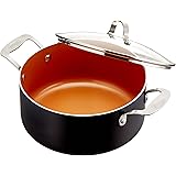 Gotham Steel 5-Quart Stock Pot with Ultra Nonstick Ceramic and Titanium Coating, Includes Tempered Glass Lid – Dishwasher Saf