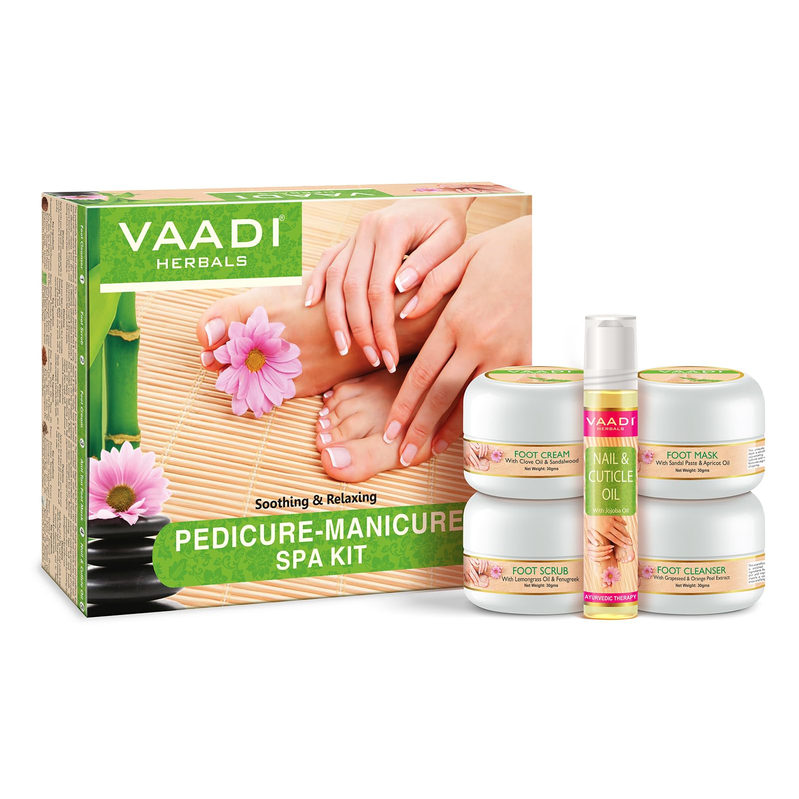 Vaadi Herbals Pedicure Manicure Spa Kit Soothing & Refreshing Hands Feet Toes & Nails 135 ml
