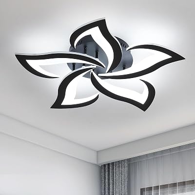 Riserva Modern LED Ceiling Light 60W 6500LM Petal Acrylic Black 6500K