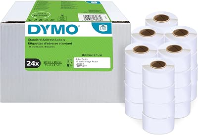 Dymo Authentic LabelWriter Address Labels 28mm x 89mm 24 Rolls 3120 Labels