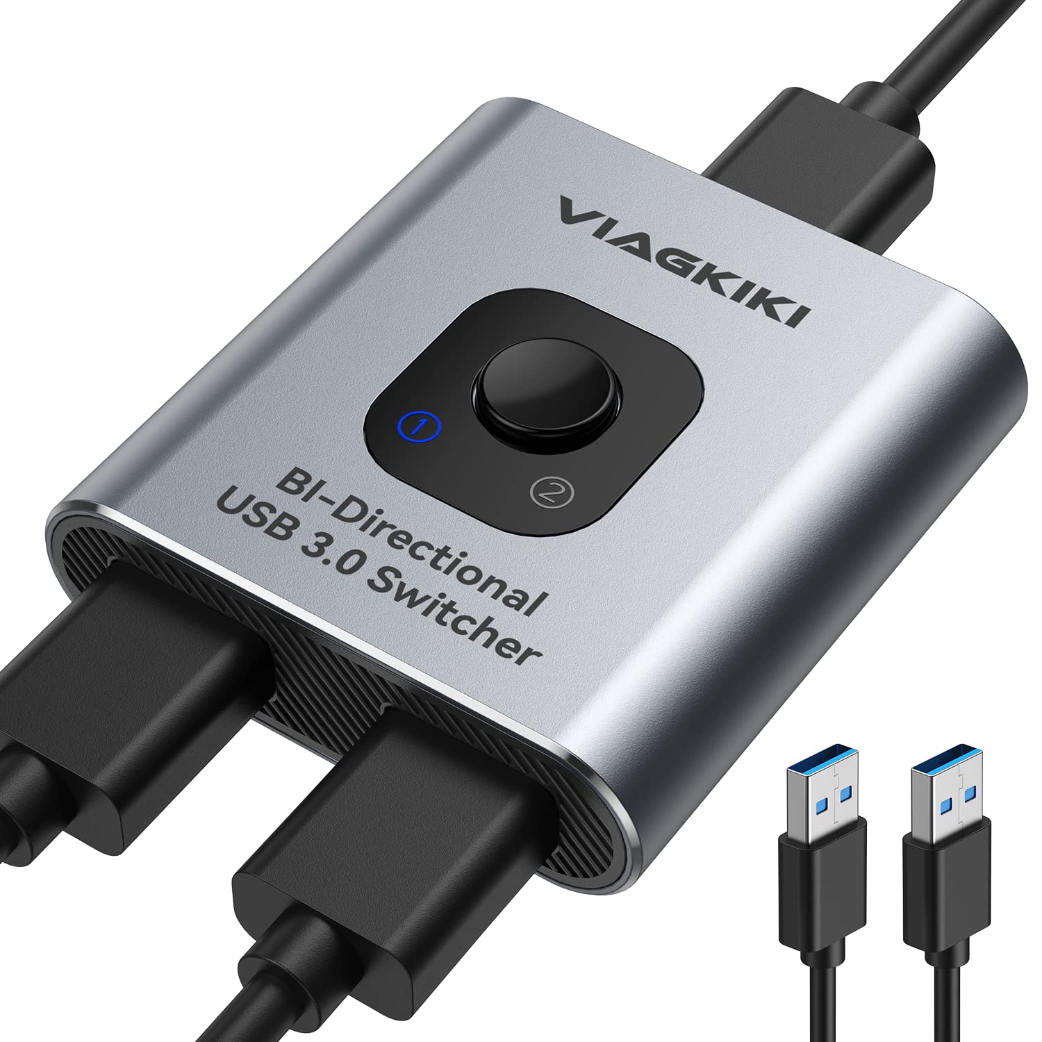 Photo 1 of Viagkiki USB 3.0 KVM Switch - 2 in 1/1 in 2 Out, Share 1 USB Device for PCs Mouse, Keyboard, Printer, Scanner