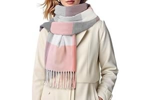 fauson Scarf for Women - Scarves for Women Winter Warm Knit Large Plaid, Cashmere Womens Scarf