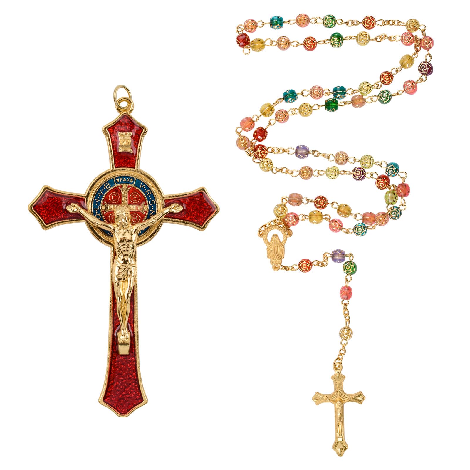 WANDIC 1 Piece 4.6in Crucifix Cross 1 Piece Cross Necklace, Christian Wall Hanging Cross with Jesus Religious Cross Decor Cathlic for Pray โ image 1