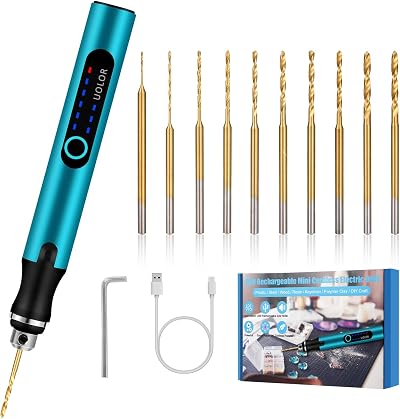 Uolor 3-Speed Cordless Mini Drill Pen 10 Drill Bits USB Rechargeable