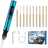 Uolor 3-Speed Cordless Mini Drill Pen, Rechargeable DIY Electric Hand Drill with 10 Small Drill Bits, Micro Drill Set for Jewelry Making Stone Plastic Resin Keychains