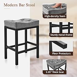 LUE BONA Counter Height Bar Stools, 24 Inch Saddle