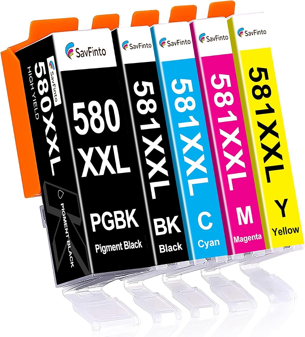 SavFinto Compatible Ink Cartridges for Canon PGI-580XXL CLI-581XXL 5 Pack