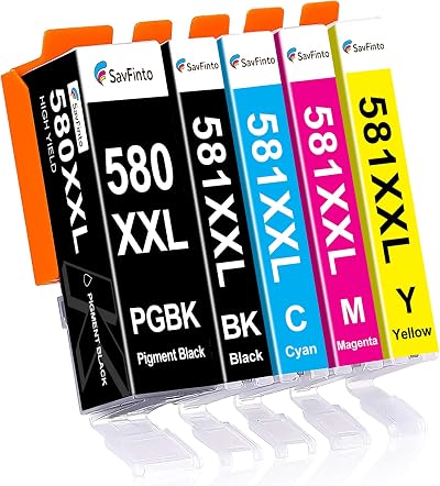 SavFinto Compatible Ink Cartridges for Canon PGI-580XXL CLI-581XXL 5 Pack