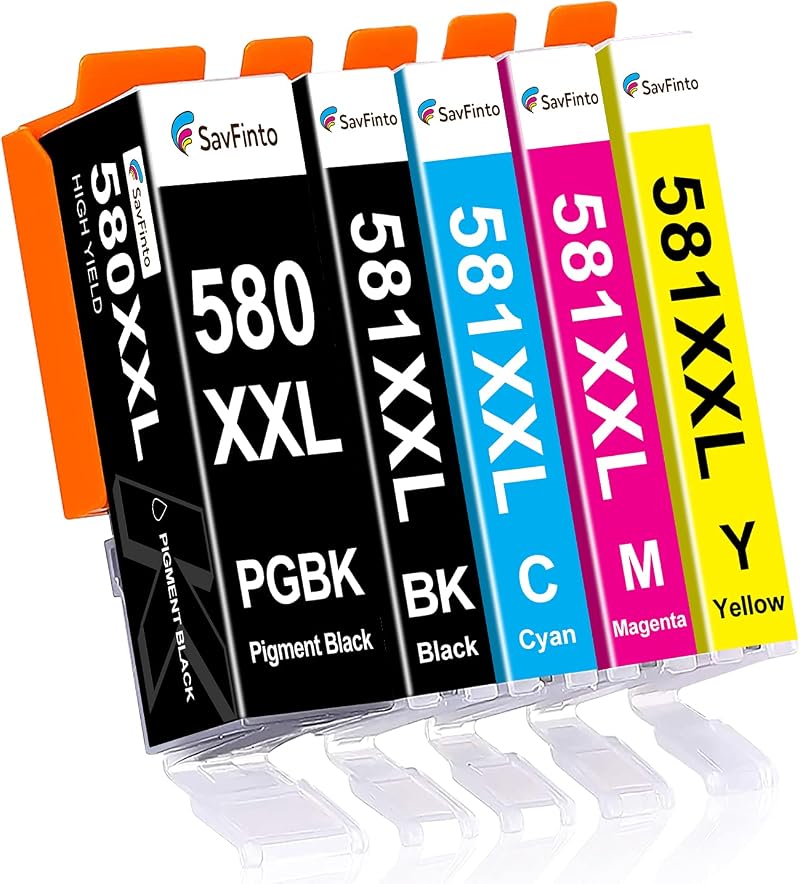 SavFinto Compatible Ink Cartridges for Canon PGI-580XXL CLI-581XXL 5 Pack