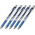 Pentel EnerGel Deluxe RTX Retractable Liquid Gel Pen,0.7mm, Fine Line, Metal Tip, Blue Ink-Value set of 5