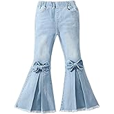 WDIRARA Toddler Girl's High Waisted Bow Front Bell Bottom Jeans Flare Leg Denim Pants
