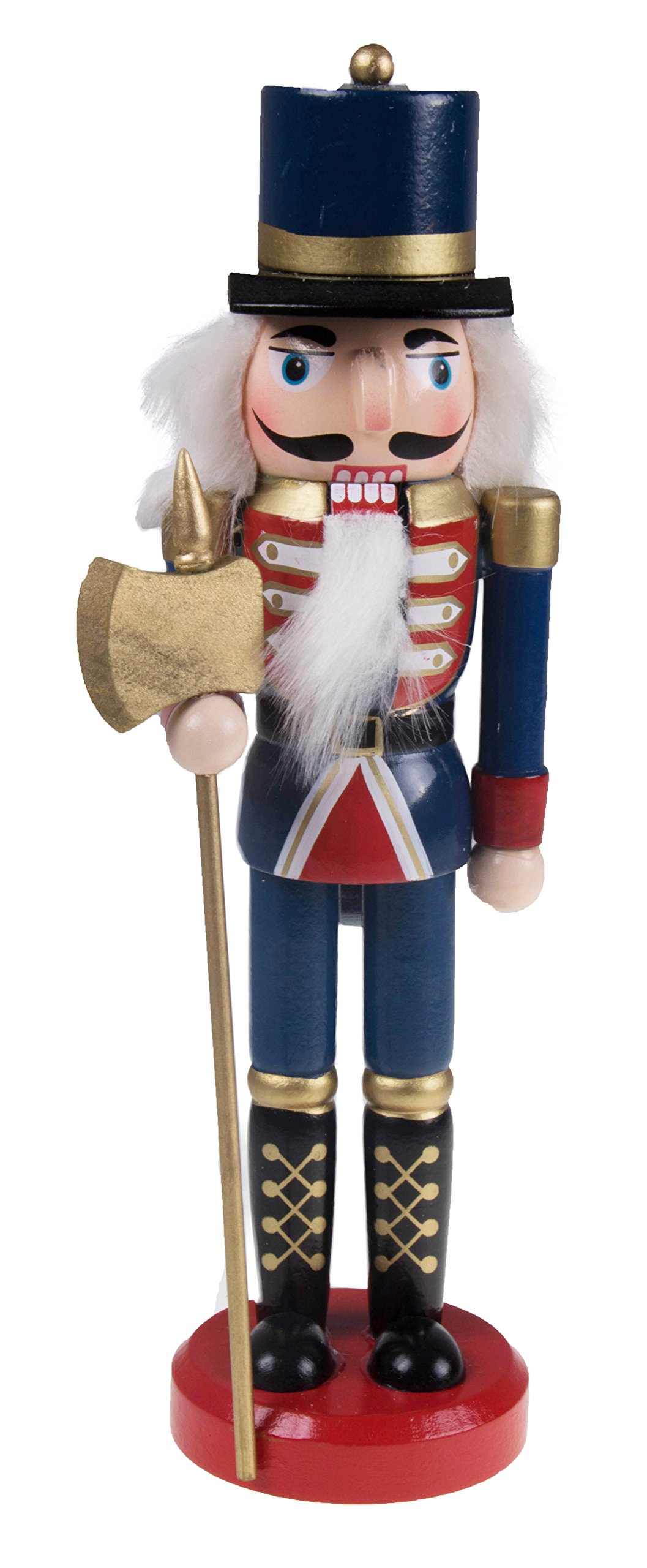 Traditional Soldier Nutcracker by Clever Creations | Collectible Wooden Christmas Nutcracker | Festive Holiday Decor | Red & Blue Uniform | Holding Traditional Swiss Halberd Axe | 100% Wood | 10” Tall