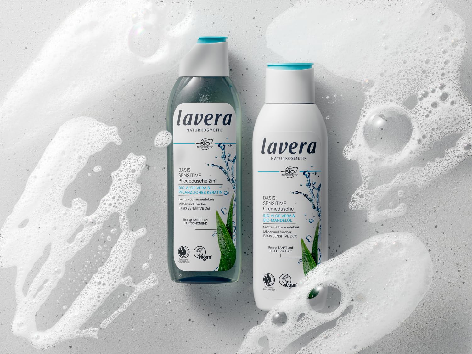 lavera Basis Sensitiv - Pflegedusche 2 in 1 für Haut & Haar - mit Bio Aloe Vera & pflanzlichem Keratin - reinigt ohne auszutrocknen - 250ml 5