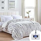 Sealy Electric Blanket Queen 84"*90",Super Cozy Faux Fur to Sherpa Reversible Heated Blanket Queen Size with 10 Heating Levels & 1-12 Hours Auto Off Overheating Protection Machine Washable,Blue White