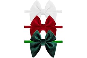 YanJie Christmas Sailor Baby Girls Headbands Bows Newborn Velvet Sailor Bow Nylon Headband Soft Elastic Christmas Hair Bow Accessories Gift for Newborn Infant Toddlers Kid Red Green White