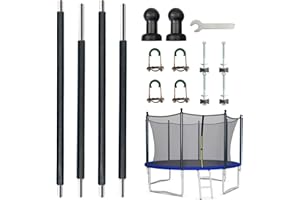 Universal Trampoline Replacement Pole Set – Straight Upper & Lower Enclosure Net Poles with Foam Sleeves, Fits 10-16FT Frame,