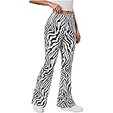 WDIRARA Women's Snakeskin High Waist Casual Flare Bell Bottom Stretch Long Pants