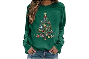 Christmas Sweatshirts for Women Funny Xmas Trees Ugly Sweater Casual Crewneck Long Sleeve Pullover Tops Soft Winter Outfits