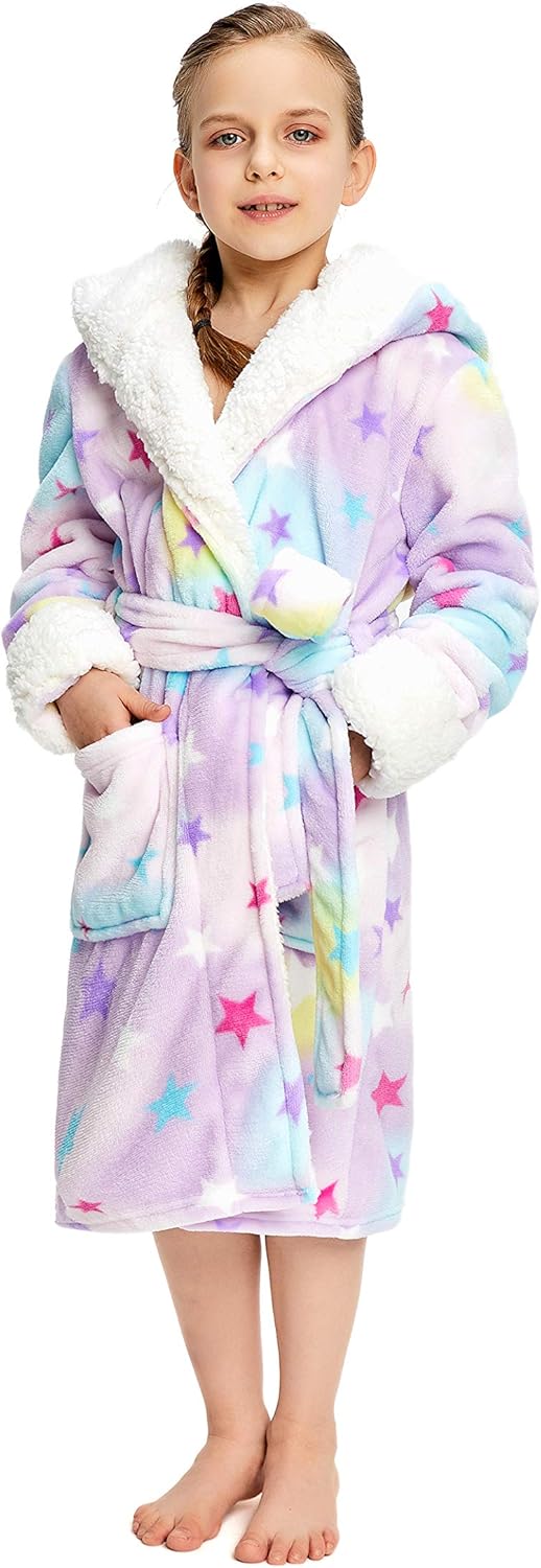 NEWCOSPLAY Unisex Kids Unicorn Plush and Soft Fleece Bathrobe: Clothing
