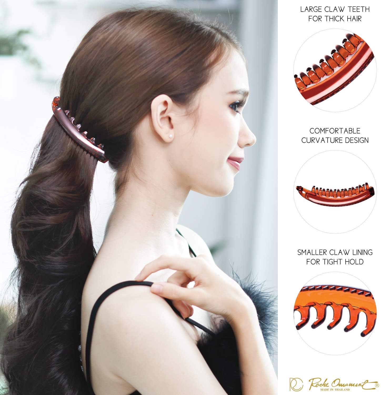 RC ROCHE 6 Pcs Large Banana Hair Clips Claws for Women Thick Curly Ponytail Holder Maker Big Comb No Crease Strong Hold Styling Clasp - Image 3