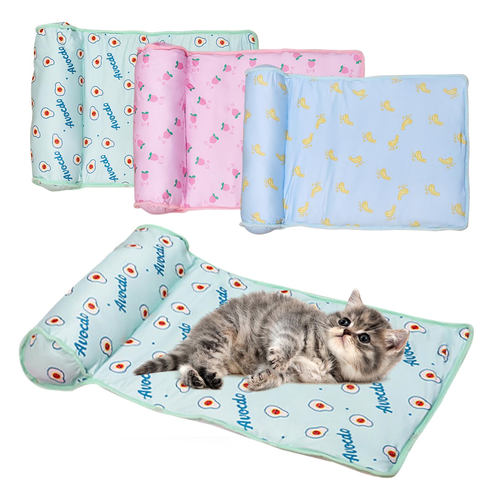 LWuuywa Cooling Bed for Dogs and Cats, Self-Cooling Pad Made of Ice Silk, Washable, Breathable Cat Cooling Mat, Cool Mat for Dogs and Cats (A, 60 x 40 cm)