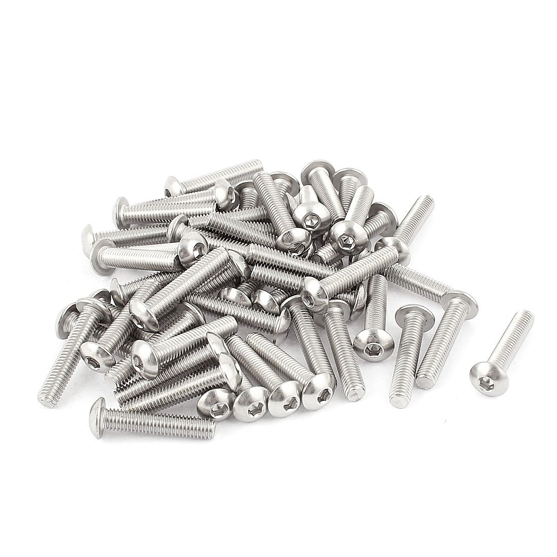Sourcingmap M5x25mm Stainless Steel Hex Socket Button Head Screws 50 Pcs