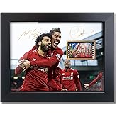 sufenvera Soccer Fans Photo Gifts - Print Signed Mohamed Salah & Roberto Firmino Framed Poster,the Champions League Title 2019 Film Display,Gifts for Birthday Christms 8x6 Inches