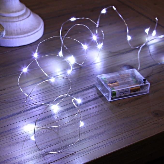 Quace Copper String Led Light 3M 30 LED Battery Operated Wire Decorative Fairy Lights Diwali Christmas Festival - Warm White