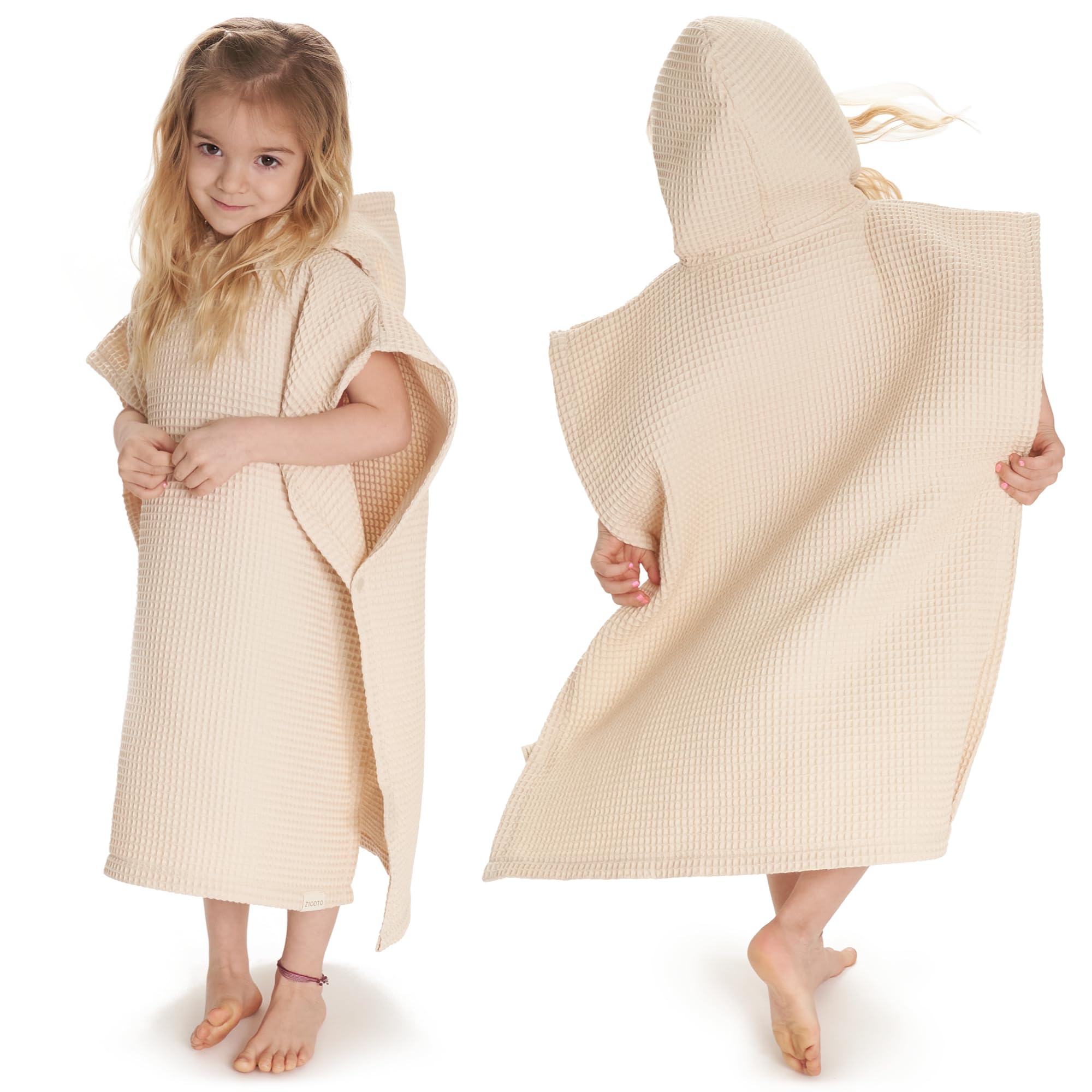 Photo 1 of ZICOTO Soft Hooded Beach Towel for Kids - Cute Towel for Babies and Toddler Made of Waffle Cotton - Perfect Lightweight and Absorbent for Bath, Beach, Pool