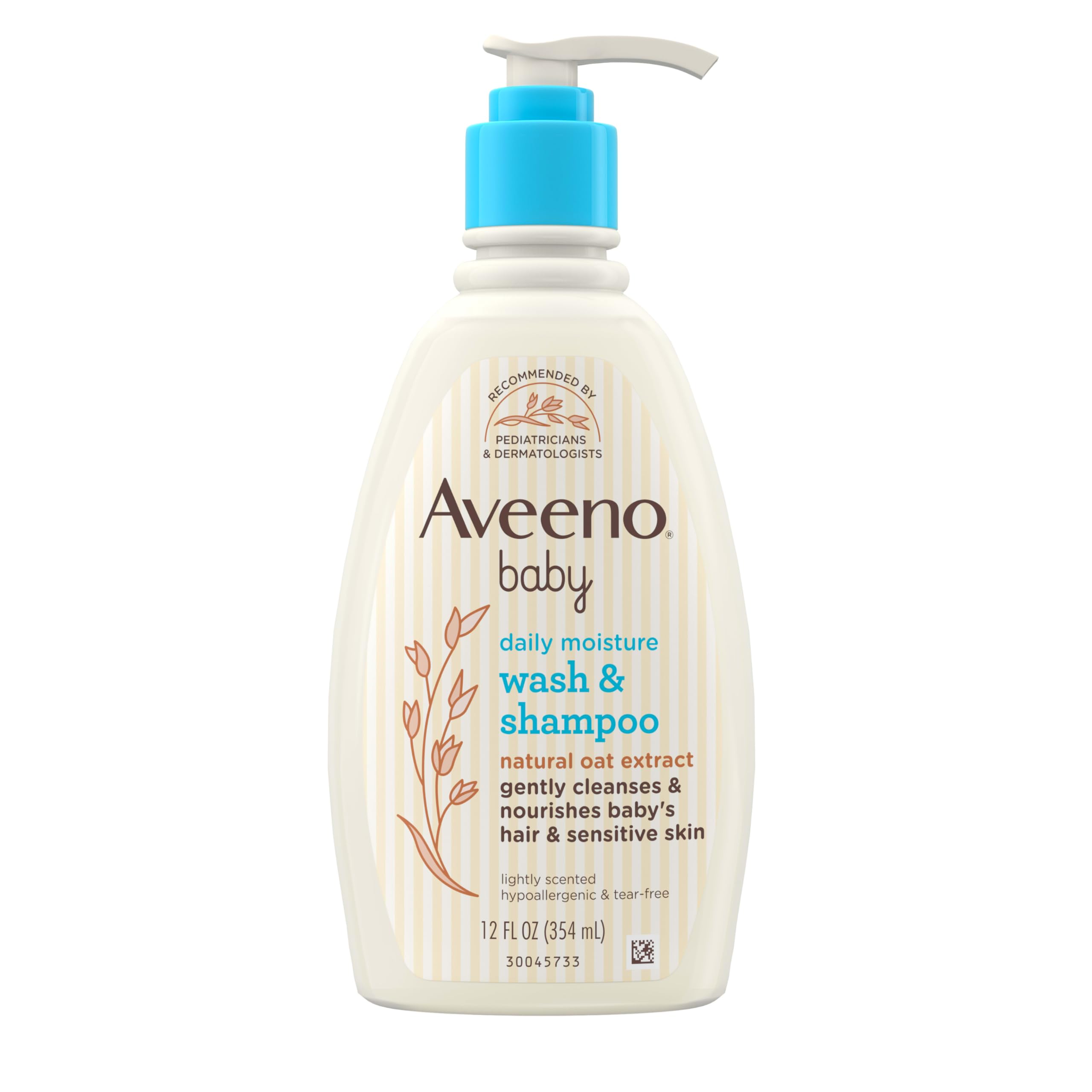 Photo 1 of Aveeno Baby Daily Moisture Gentle Body Wash & Shampoo with Oat Extract, 2-in-1 Baby Bath Wash & Hair Shampoo, Tear- & Paraben-Free for Hair & Sensitive Skin, Lightly Scented, 12 fl. oz