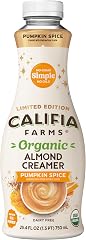 Califia Farms - Organic Pumpkin Spice Almond Milk Coffee Creamer, 25.4 Oz, Dairy Free, Plant Based, Vegan, Gluten Free, Non G